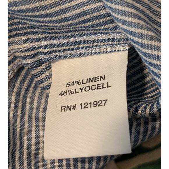 Johnnie-O Hangin Out Blue Stripe Long Sleeve Button Front 100% Cotton Shirt Sz M - Picture 5 of 12